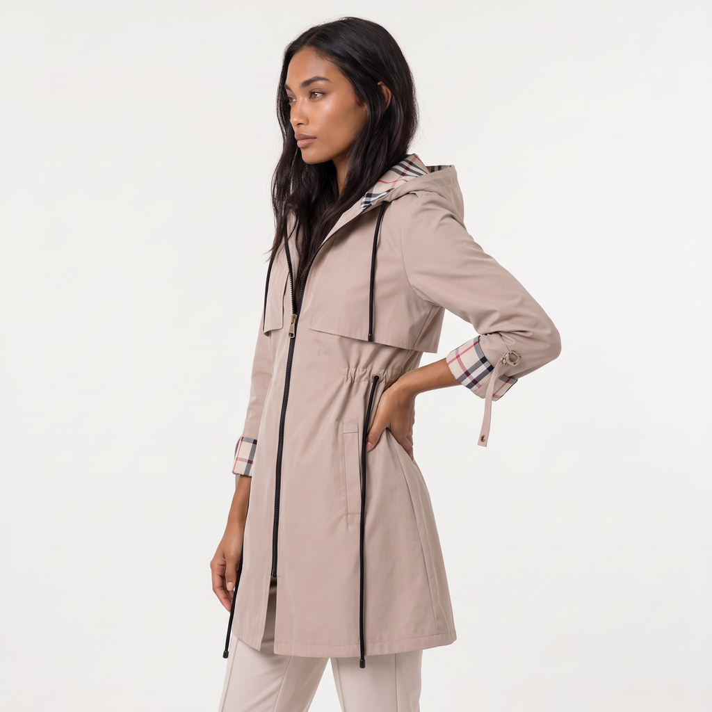 Women's Hooded Drawstring Longline Jacket