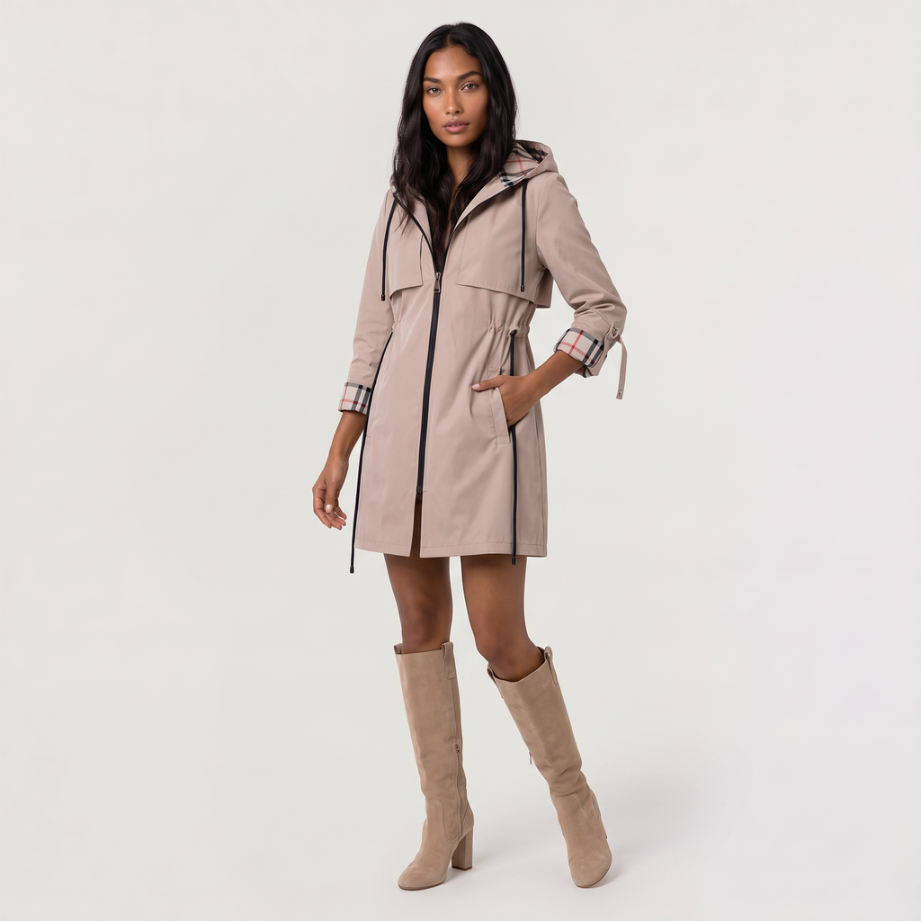Women's Hooded Drawstring Longline Jacket