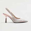 Women's Slingback Heels - Glitter Pointed Toe