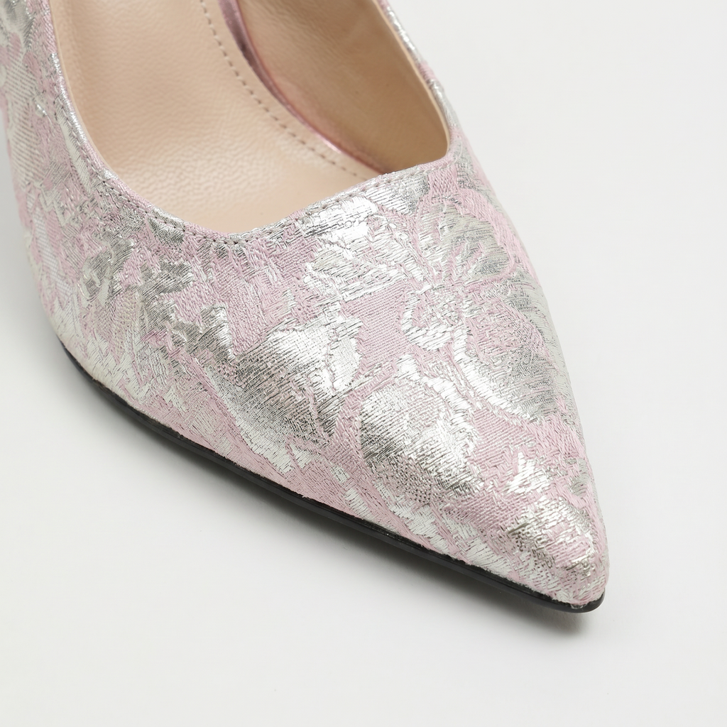Women's Slingback Heels - Glitter Pointed Toe
