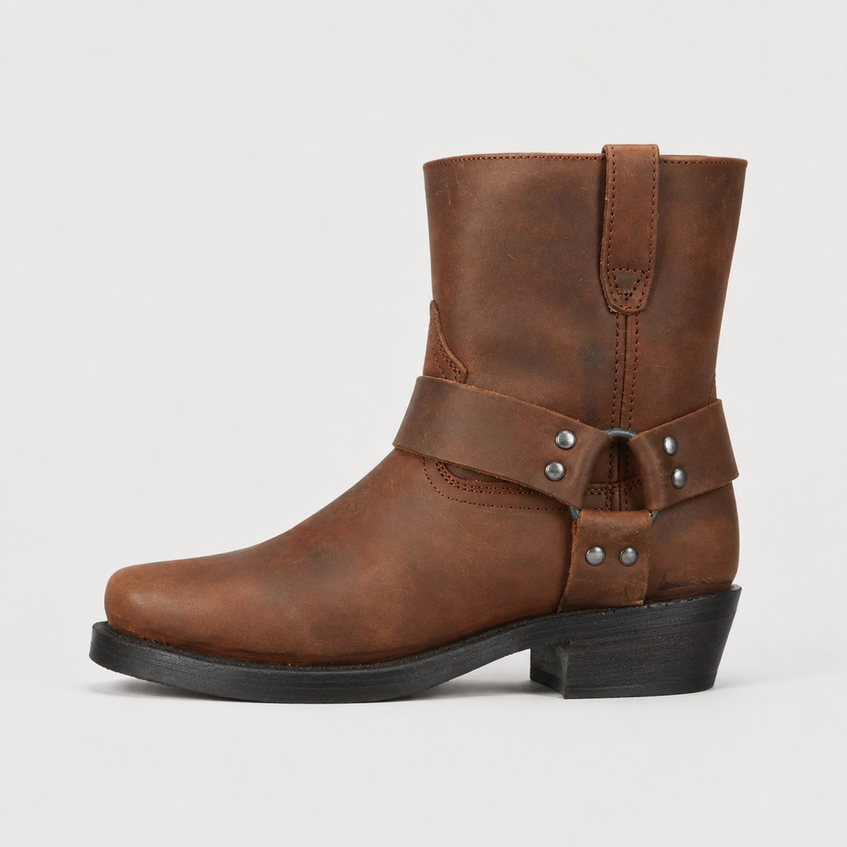 Men's Harness Western Leather Ankle Boots
