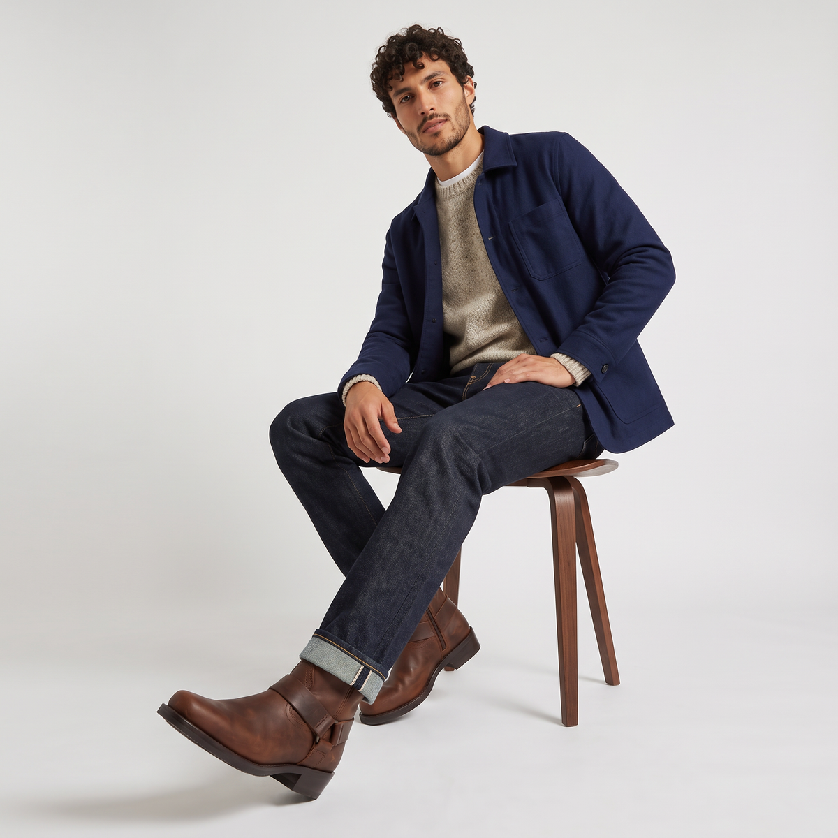 Men's Harness Western Leather Ankle Boots