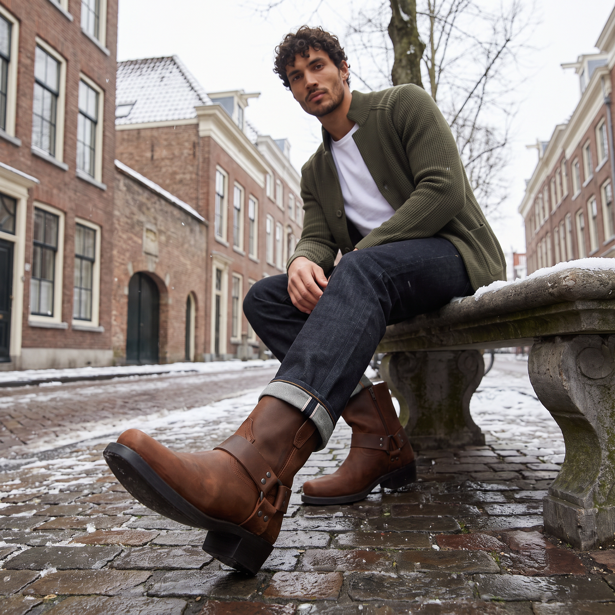 Men's Harness Western Leather Ankle Boots