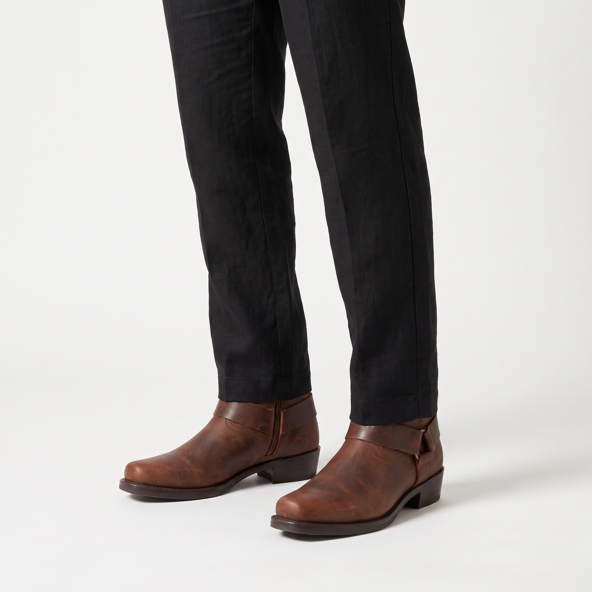 Men's Harness Western Leather Ankle Boots