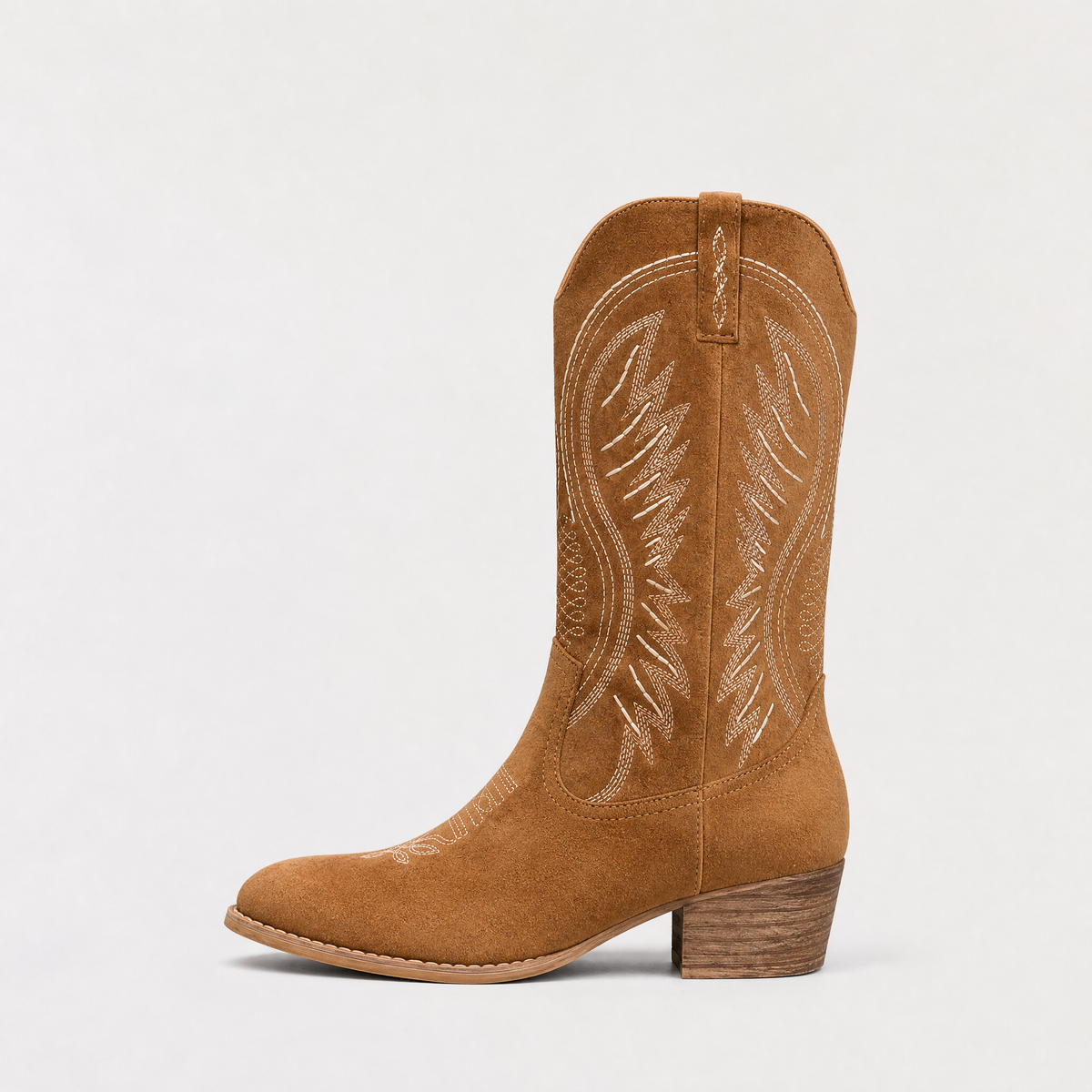 Women's Embroidered Suede-Look Cowboy Boots