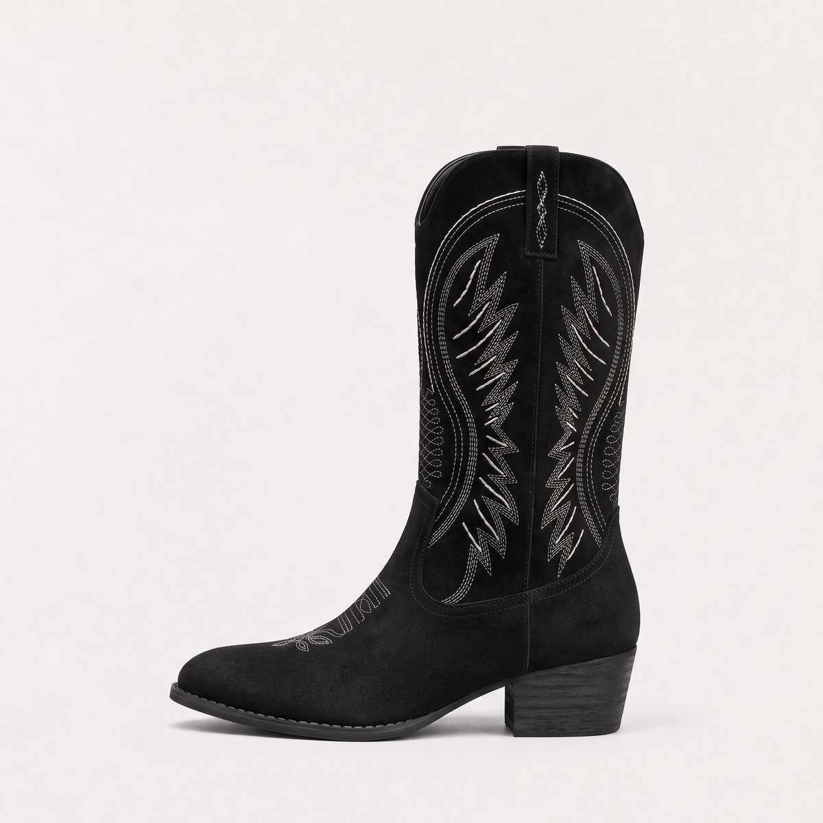 Women's Embroidered Suede-Look Cowboy Boots
