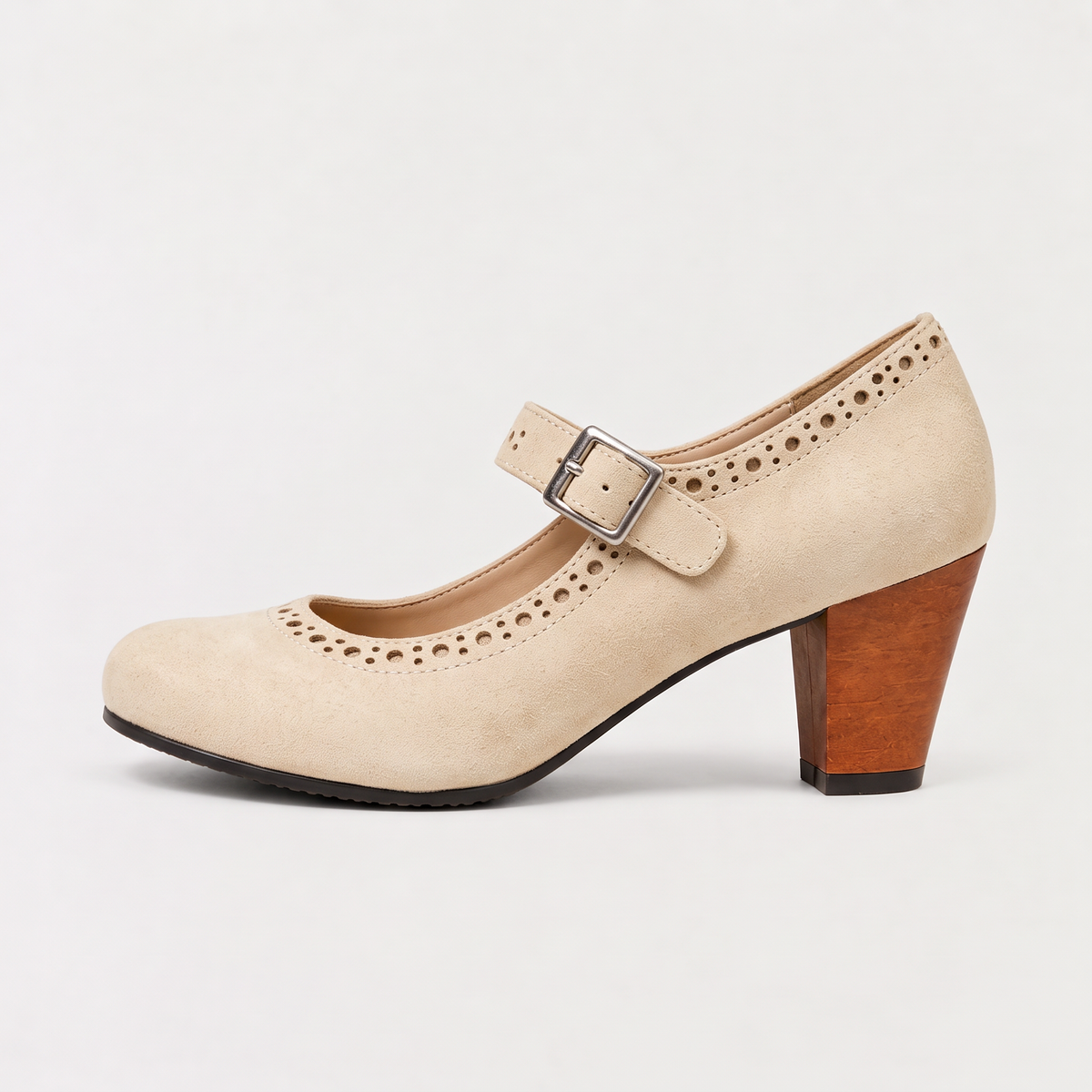 Women's Brogue Mary Jane Block Heel Shoes