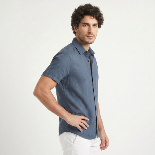 Men's Cotton Linen Short Sleeve Shirt