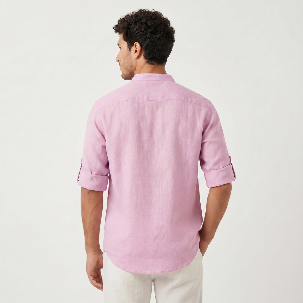 Men's Henley Neck Roll Sleeve Shirt