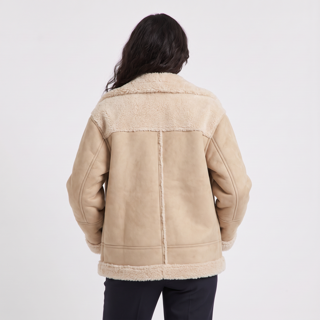 Women's Shearling-Trim Oversized Jacket