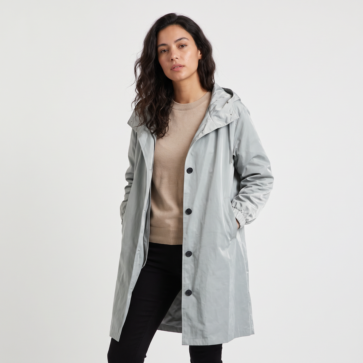 Women's Hooded Longline Raincoat