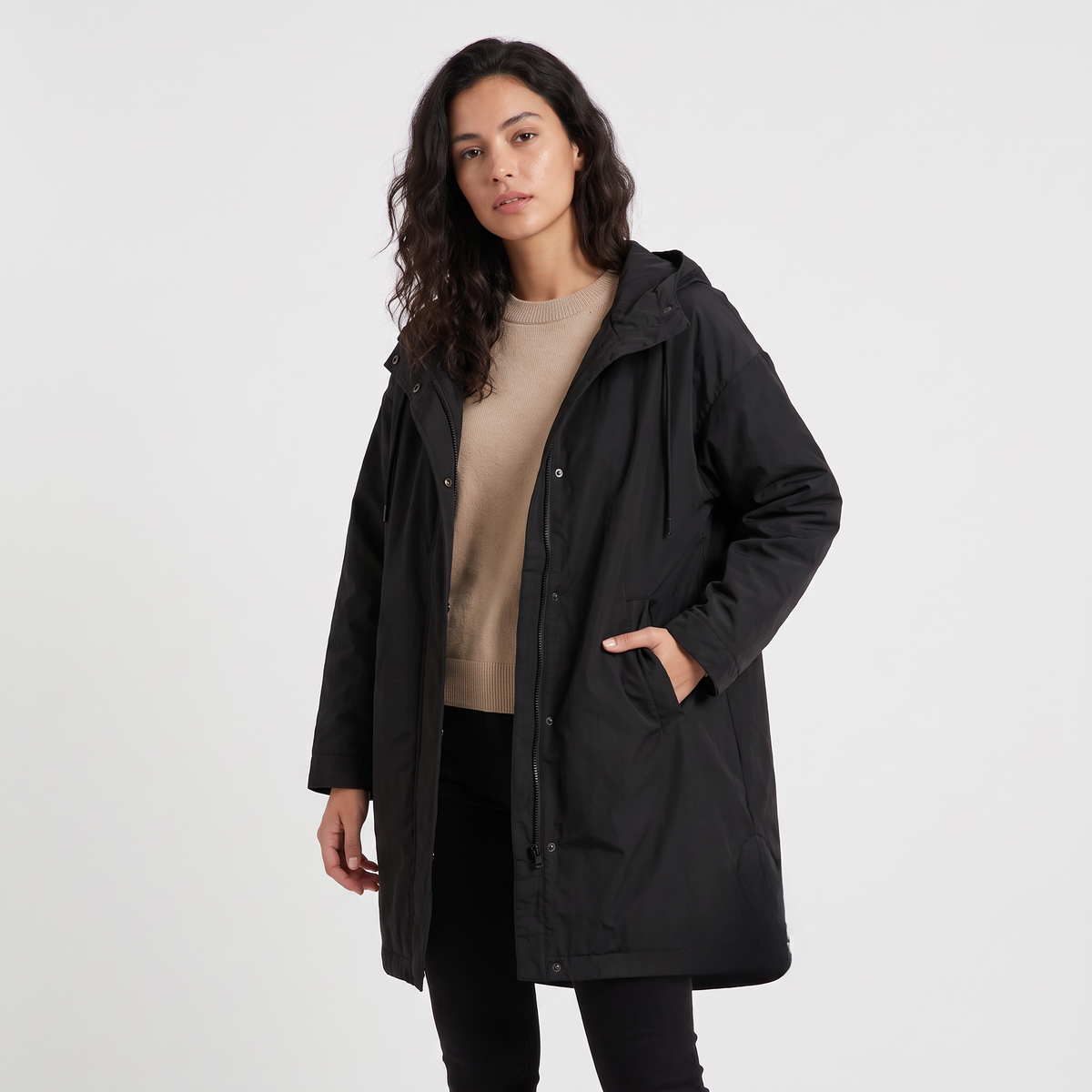 Women's Hooded Longline Raincoat