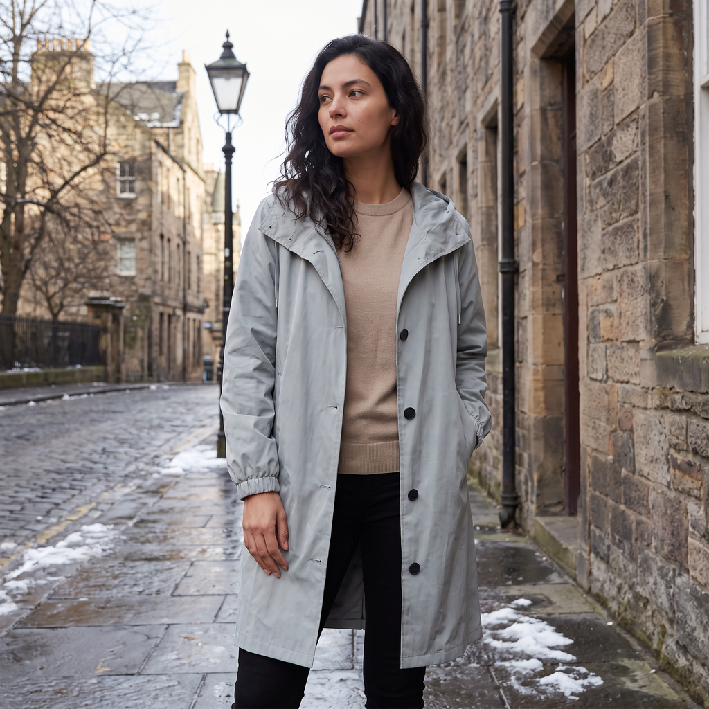 Women's Hooded Longline Raincoat