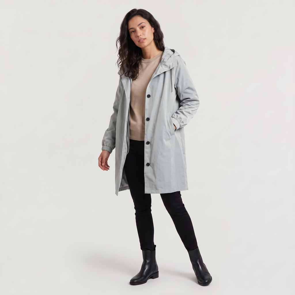 Women's Hooded Longline Raincoat