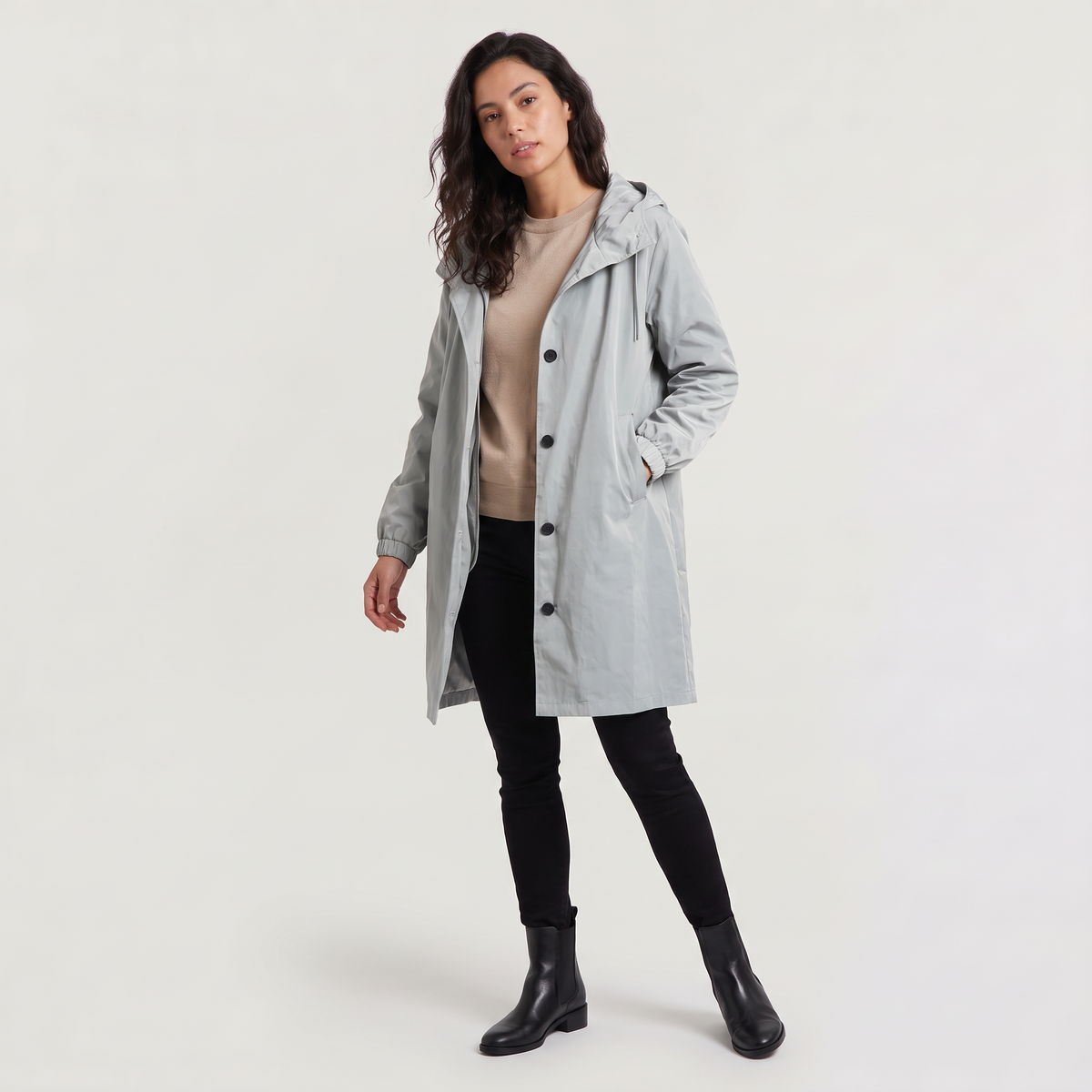 Women's Hooded Longline Raincoat