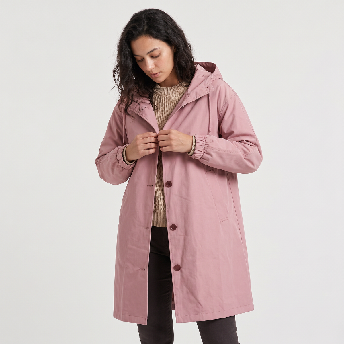 Women's Hooded Longline Raincoat