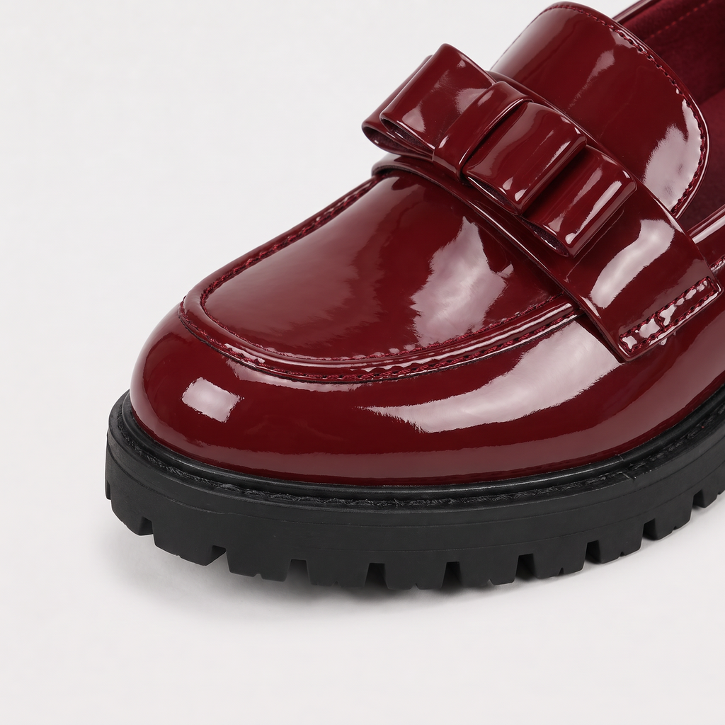Women's Patent Bow Detail Chunky Loafers