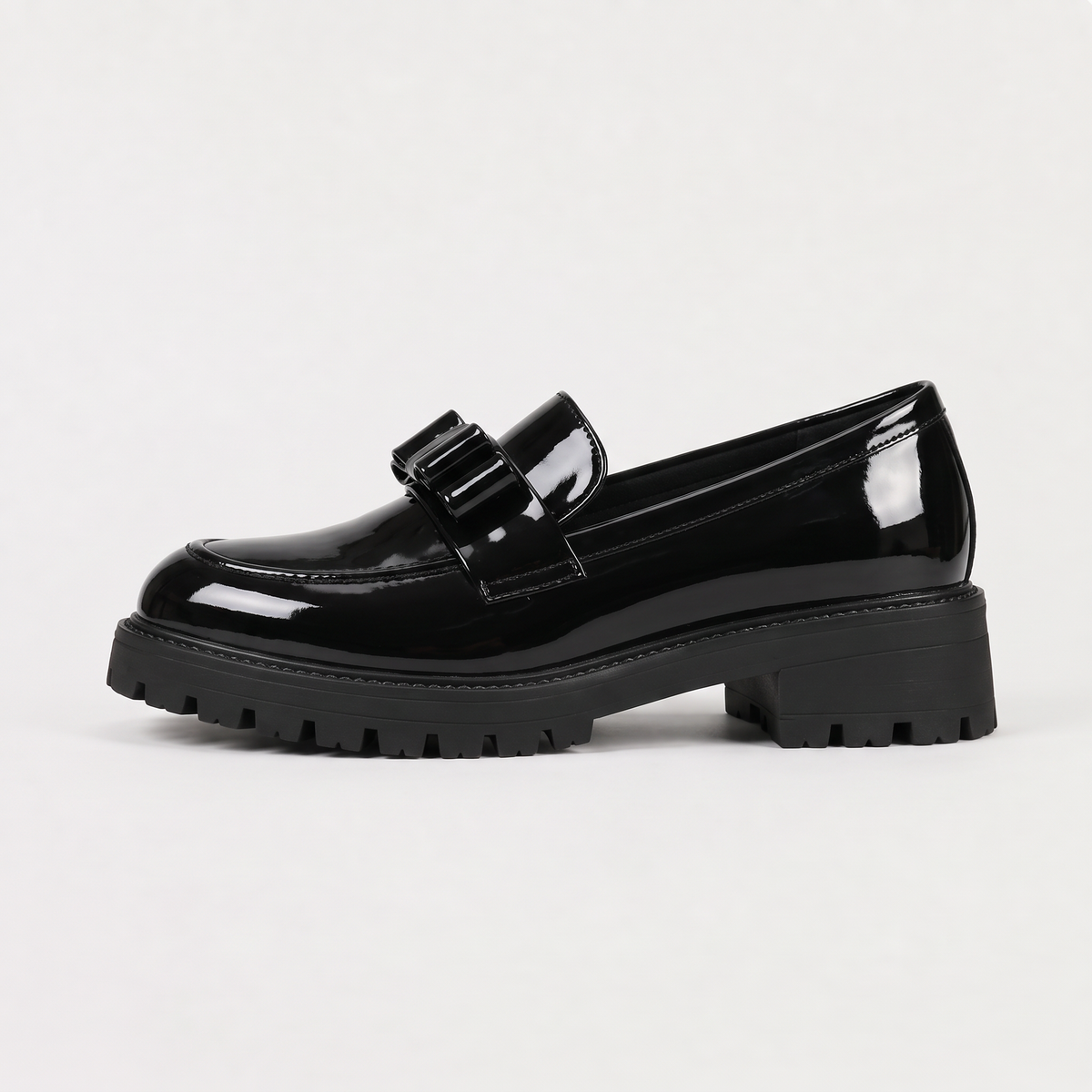Women's Patent Bow Detail Chunky Loafers