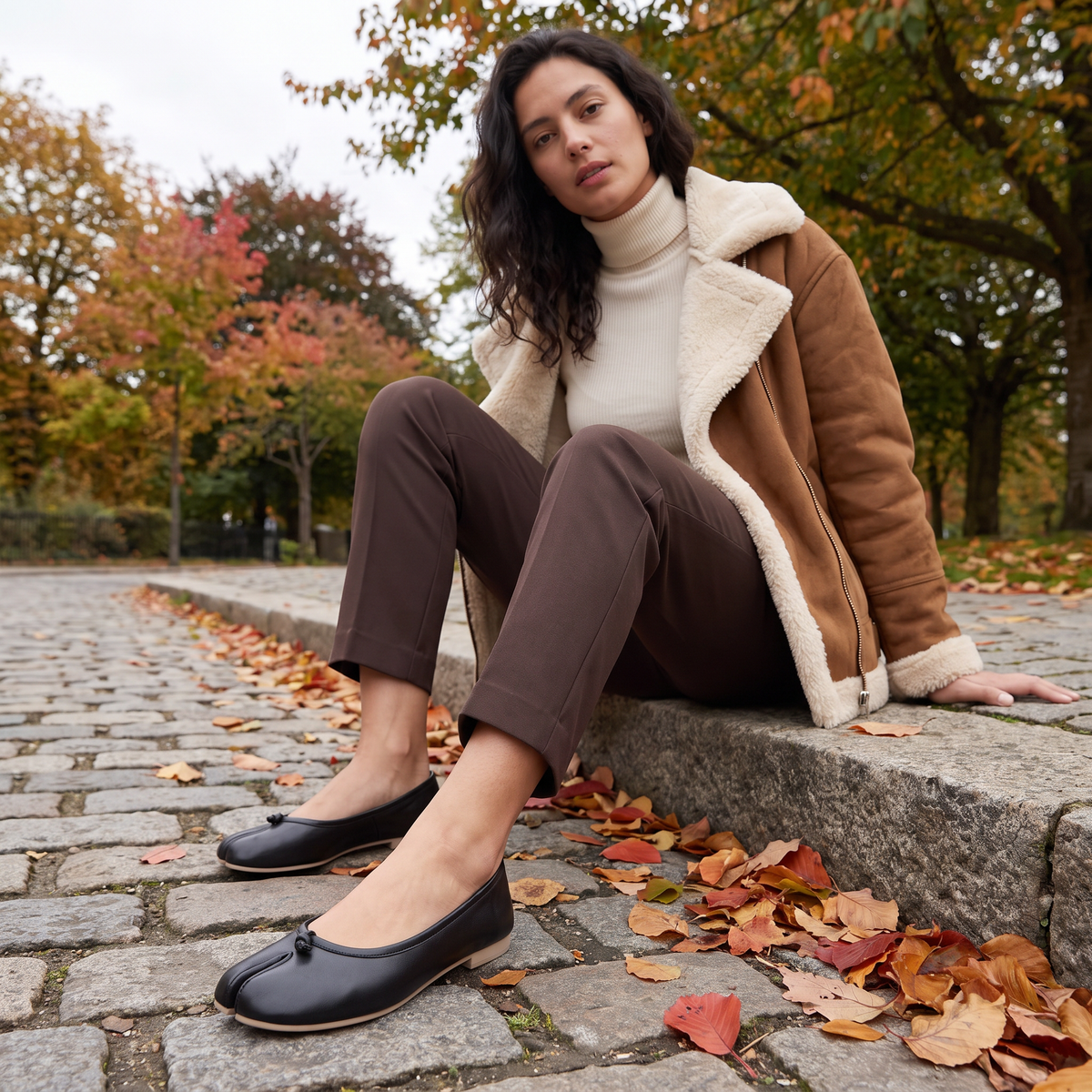 Women's Split-Toe Leather Ballet Flats