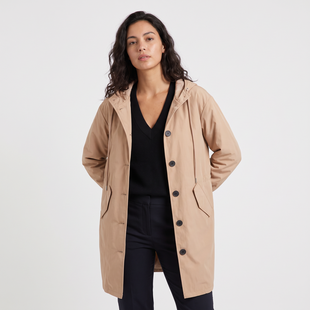 Women's Hooded Longline Waterproof Coat