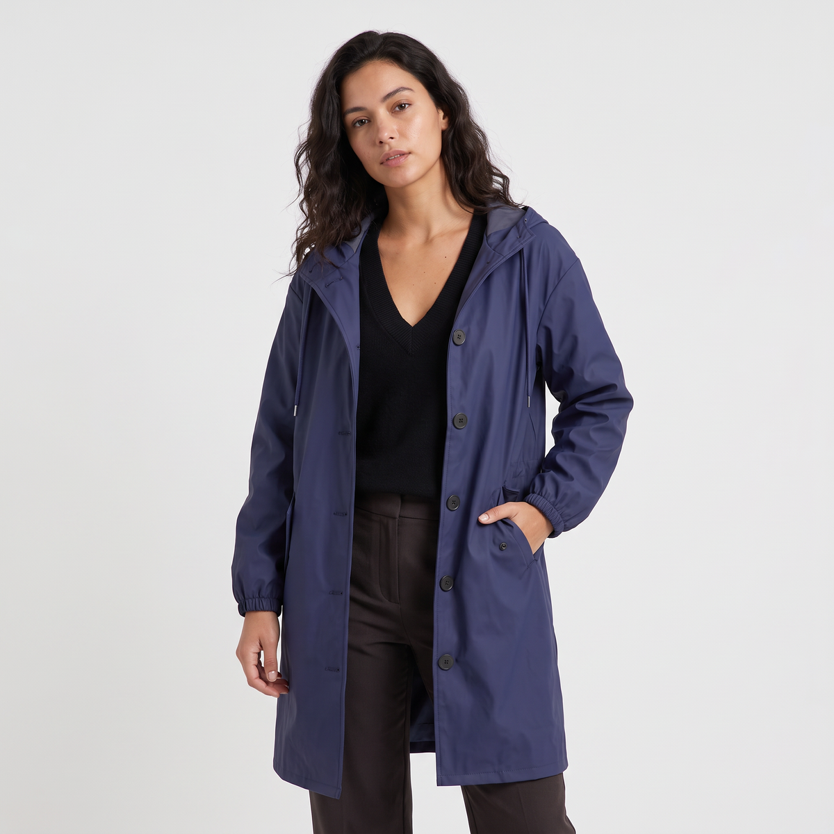 Women's Hooded Longline Waterproof Coat