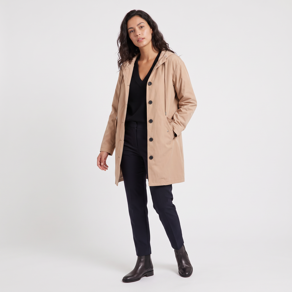 Women's Hooded Longline Waterproof Coat