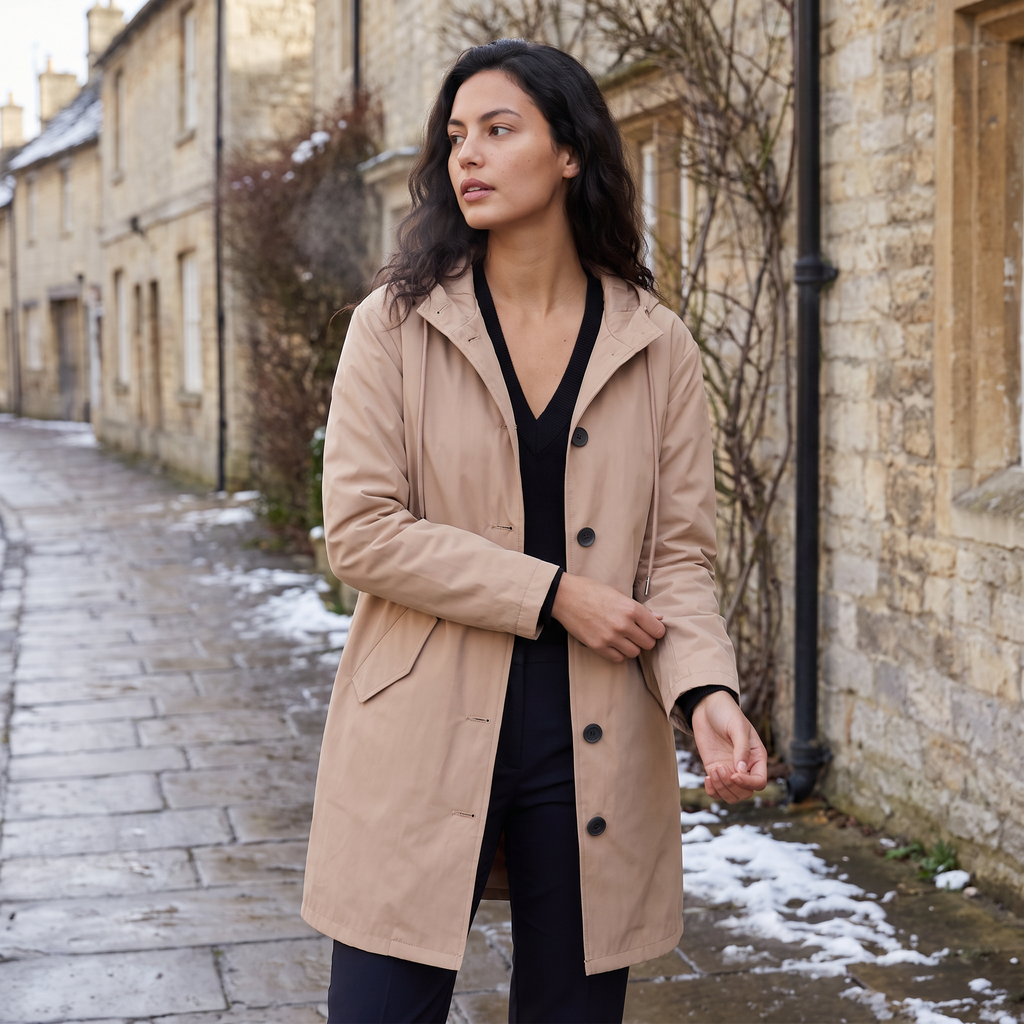 Women's Hooded Longline Waterproof Coat