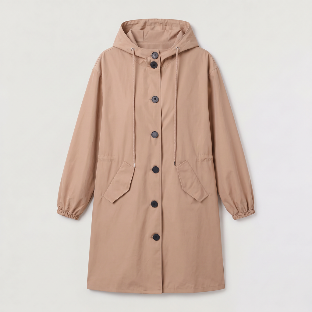 Women's Hooded Longline Waterproof Coat