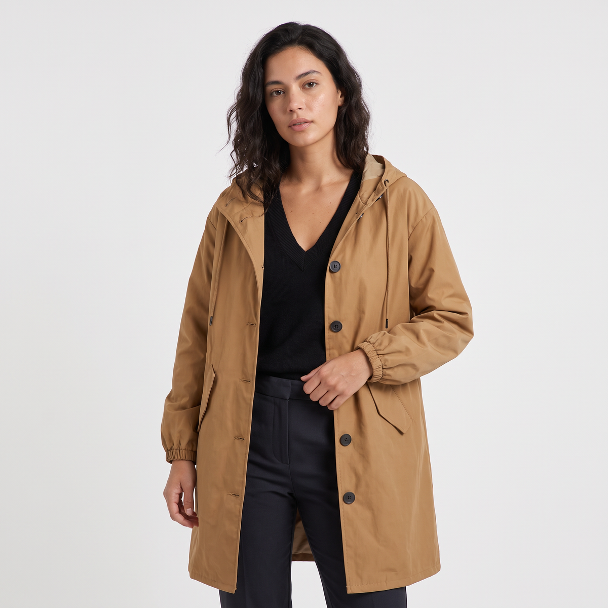 Women's Hooded Longline Waterproof Coat