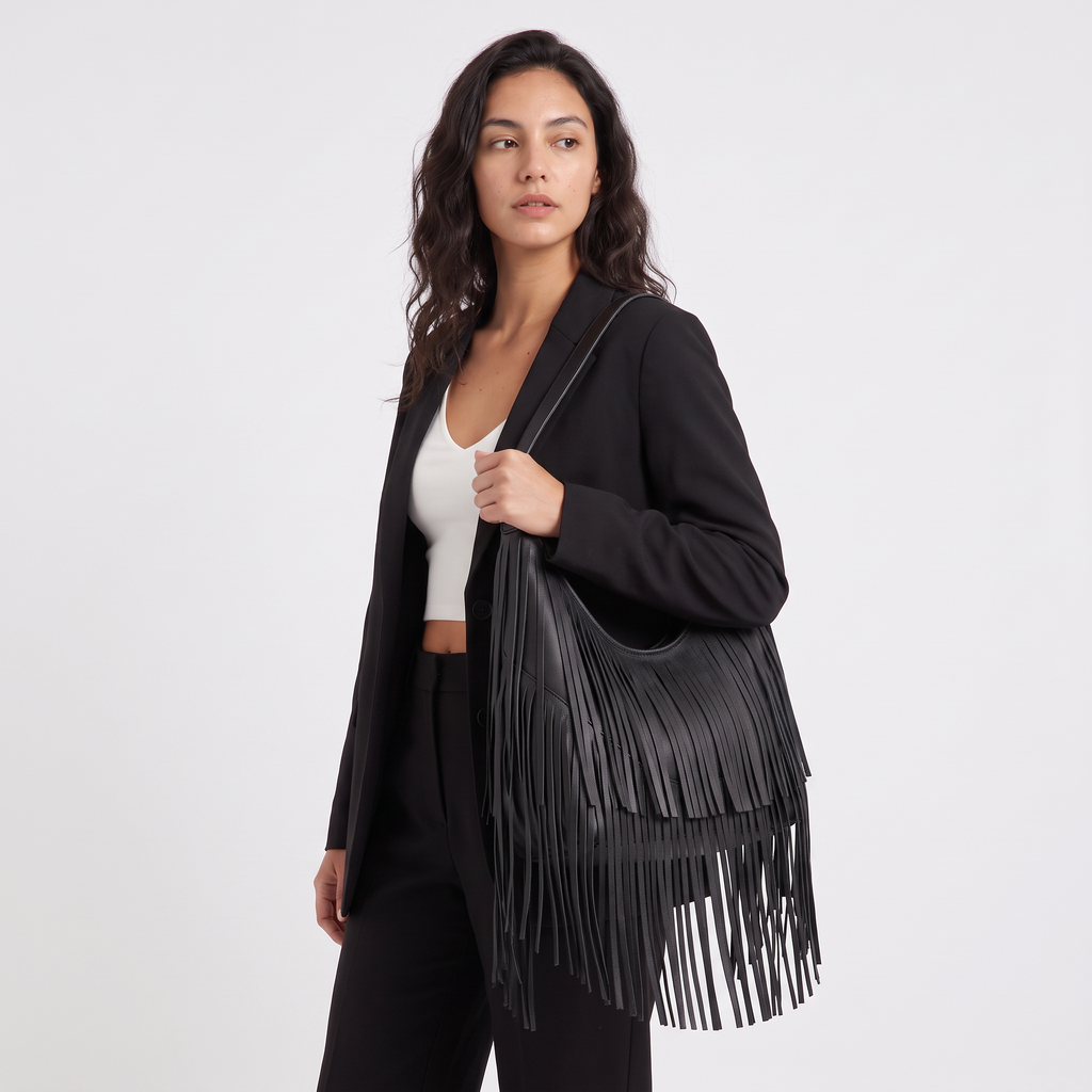 Women's Fringed Hobo Shoulder Bag