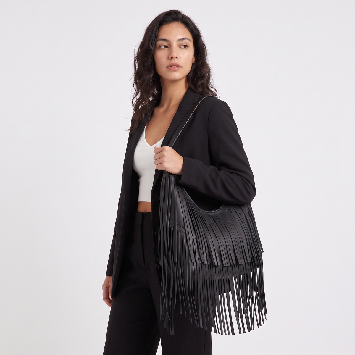 Women's Fringed Hobo Shoulder Bag