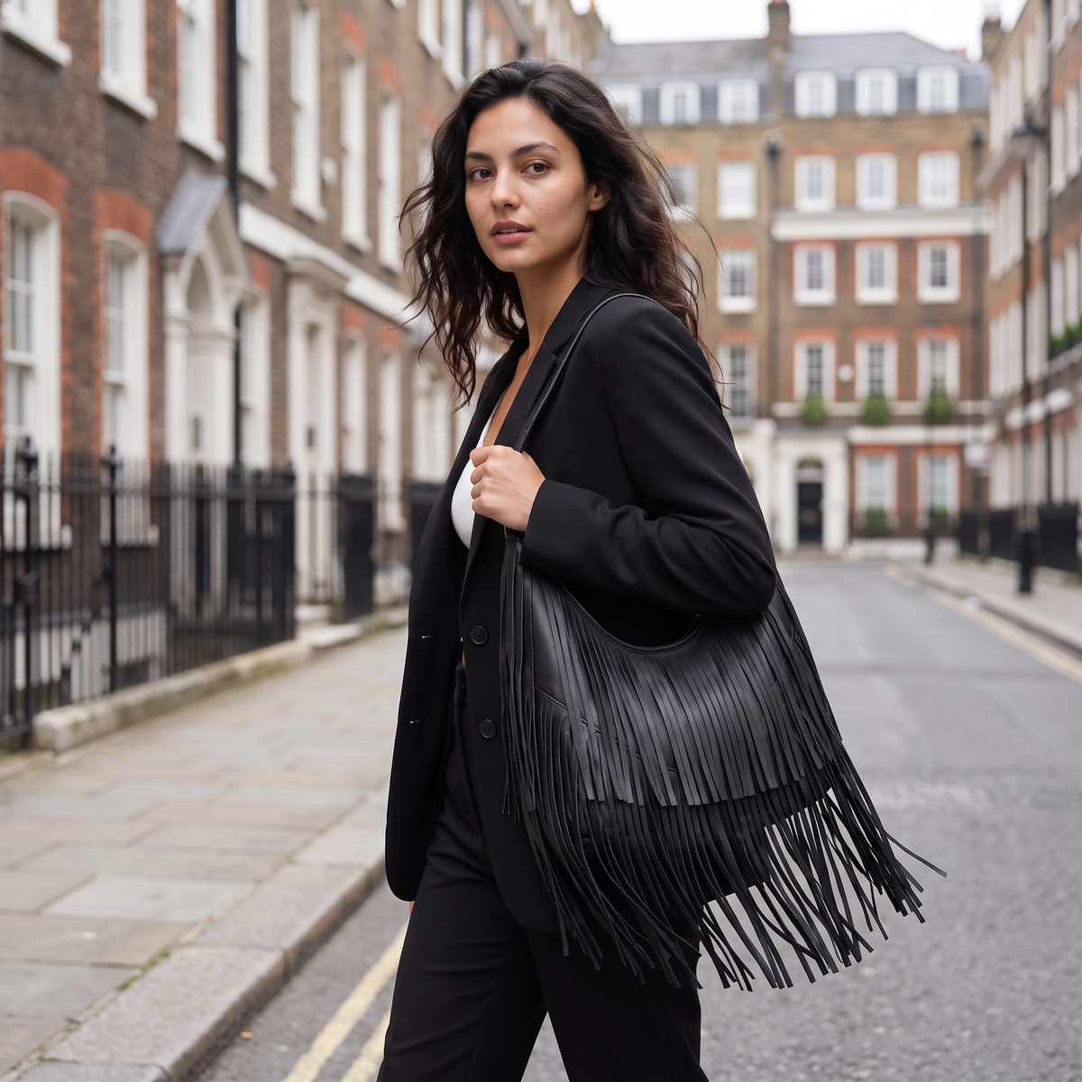Women's Fringed Hobo Shoulder Bag