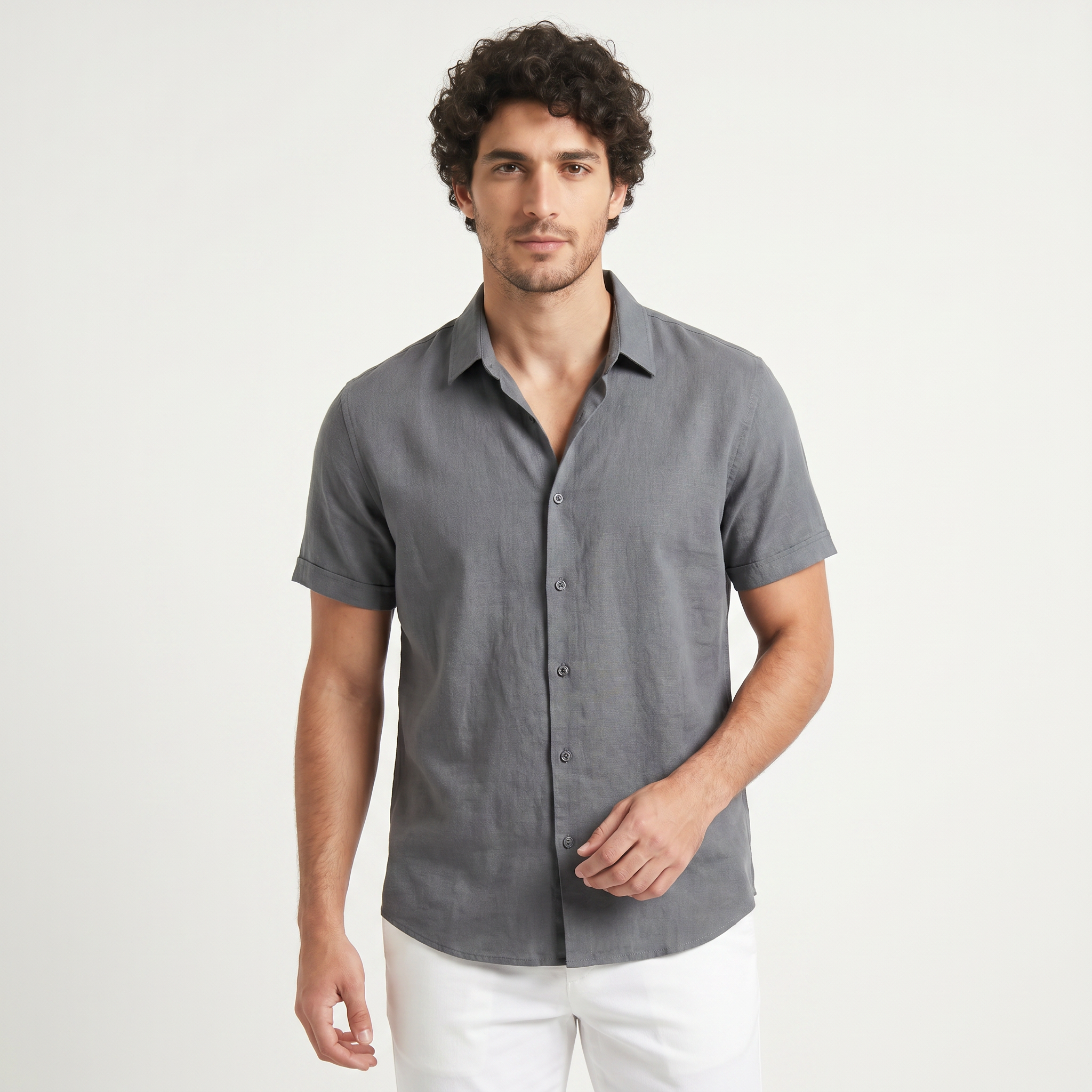 Men's Cotton Linen Short Sleeve Shirt