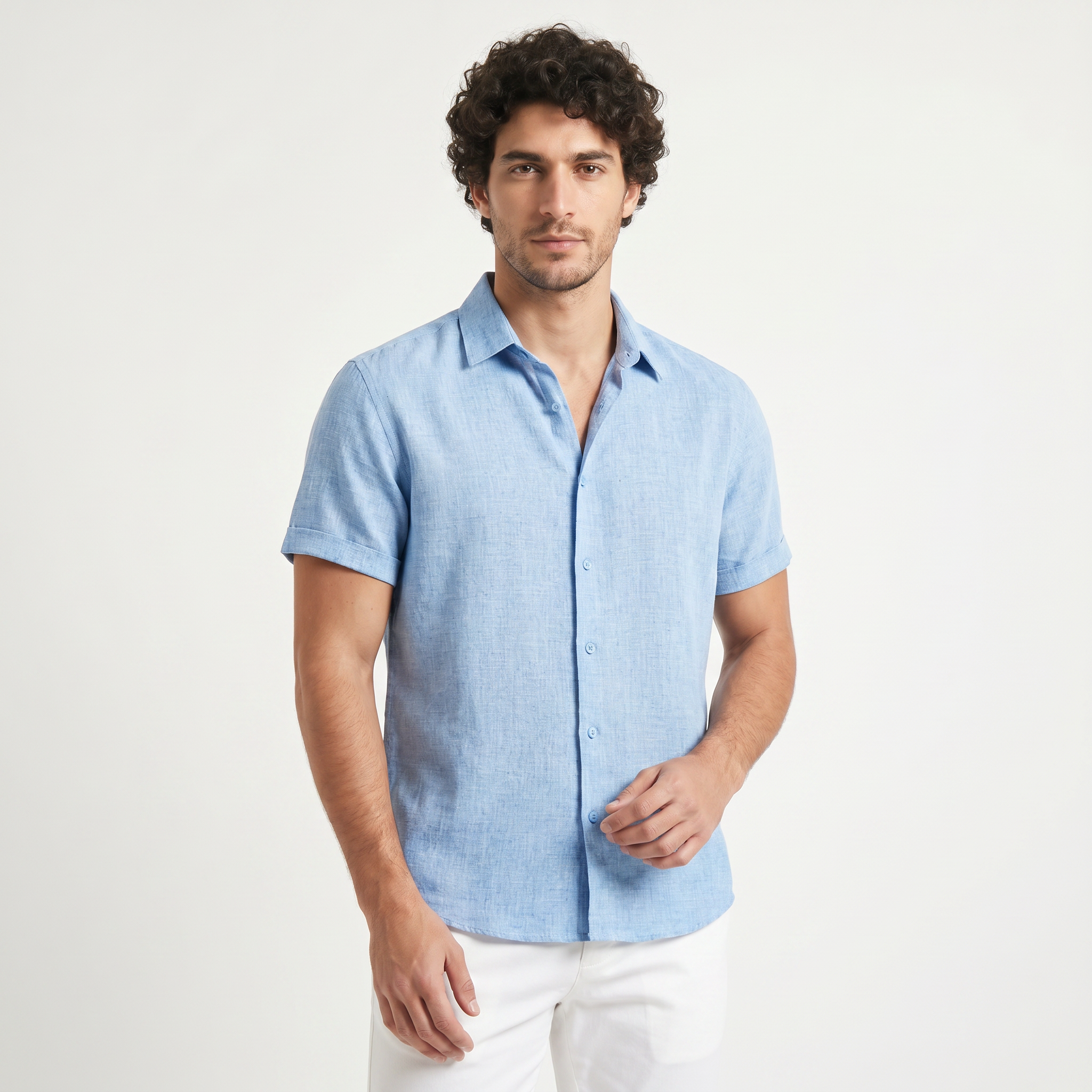 Men's Cotton Linen Short Sleeve Shirt