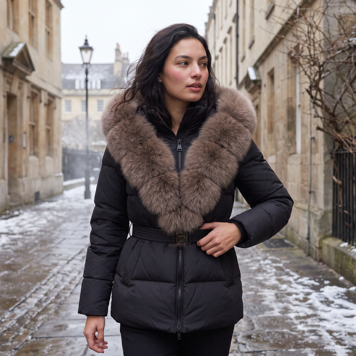 Women's Winter Faux Fur Hooded Puffer Jacket