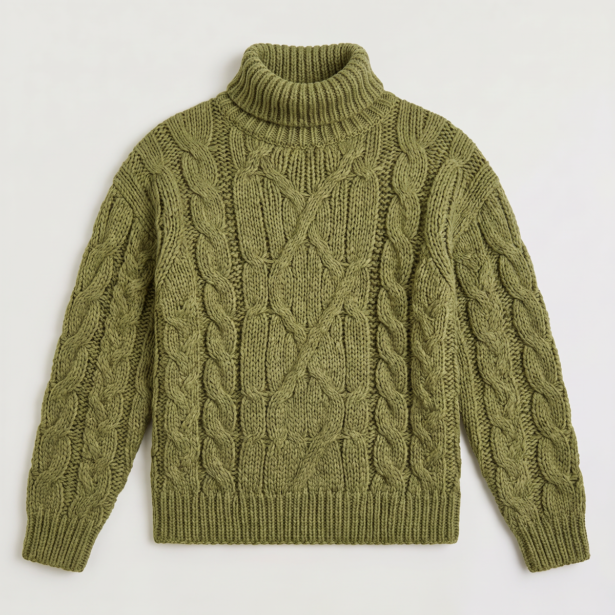 Men's Chunky Cable Knit Roll Neck Winter Jumper