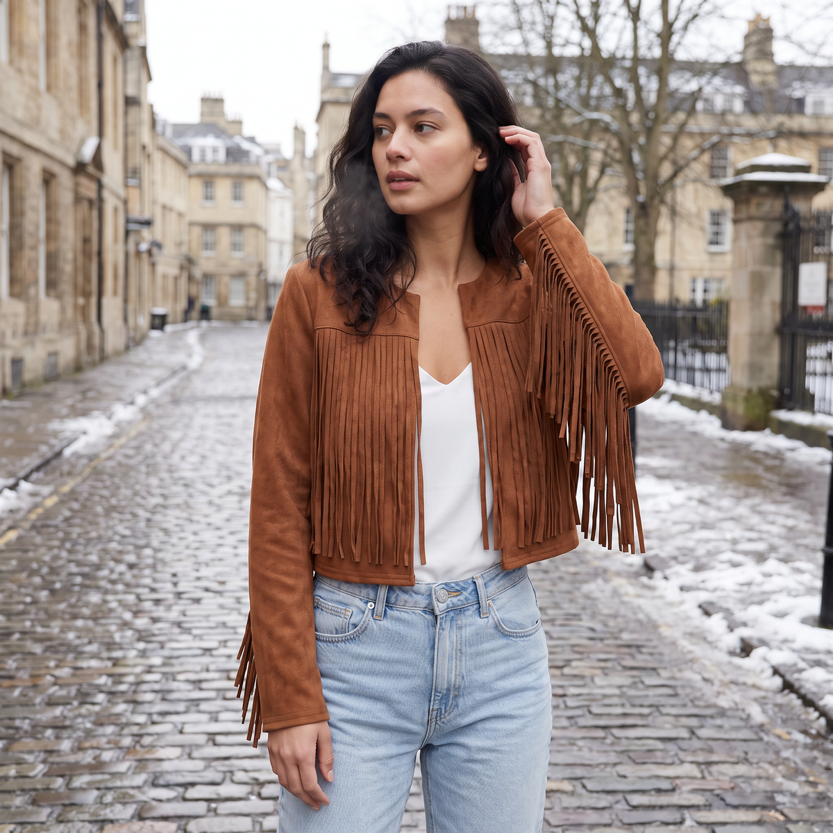 Women's Western Fringe Cropped Jacket