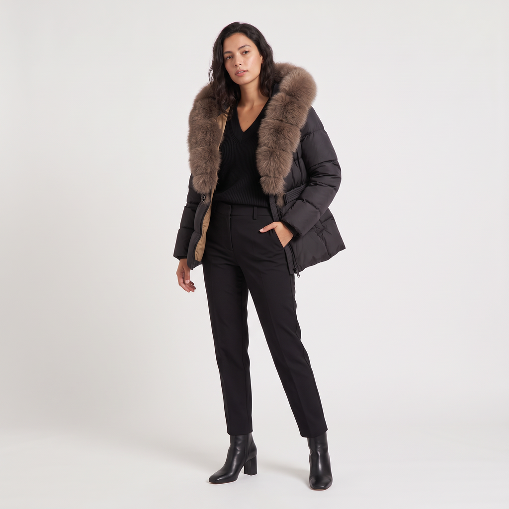 Women's Winter Faux Fur Hooded Puffer Jacket