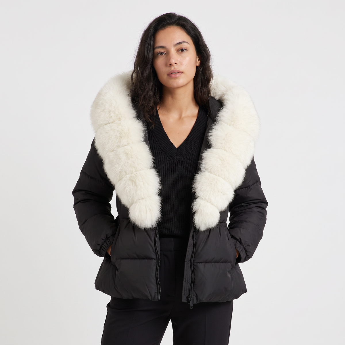 Women's Winter Faux Fur Hooded Puffer Jacket