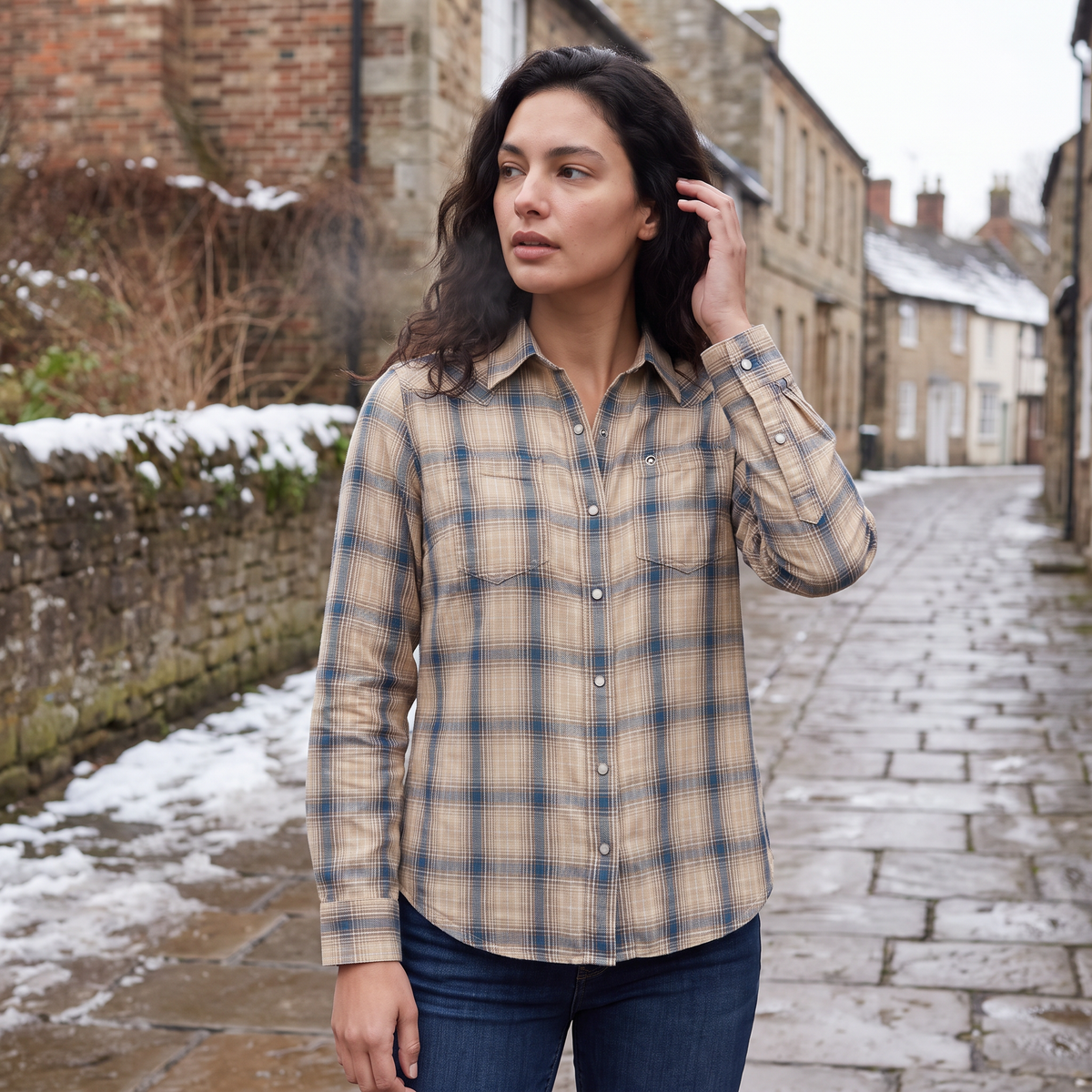 Women's Western Check Long-Sleeve Shirt