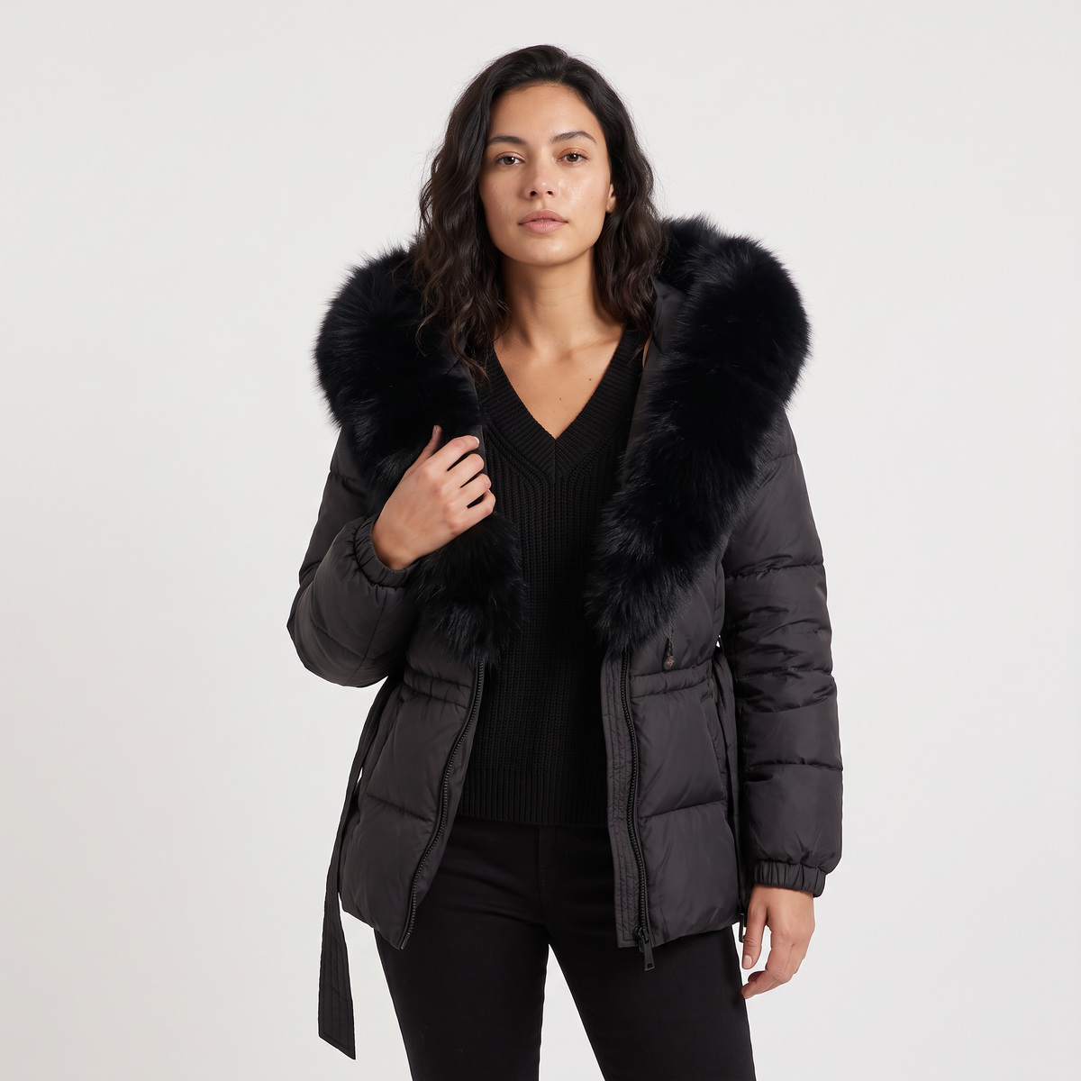 Women's Winter Faux Fur Hooded Puffer Jacket