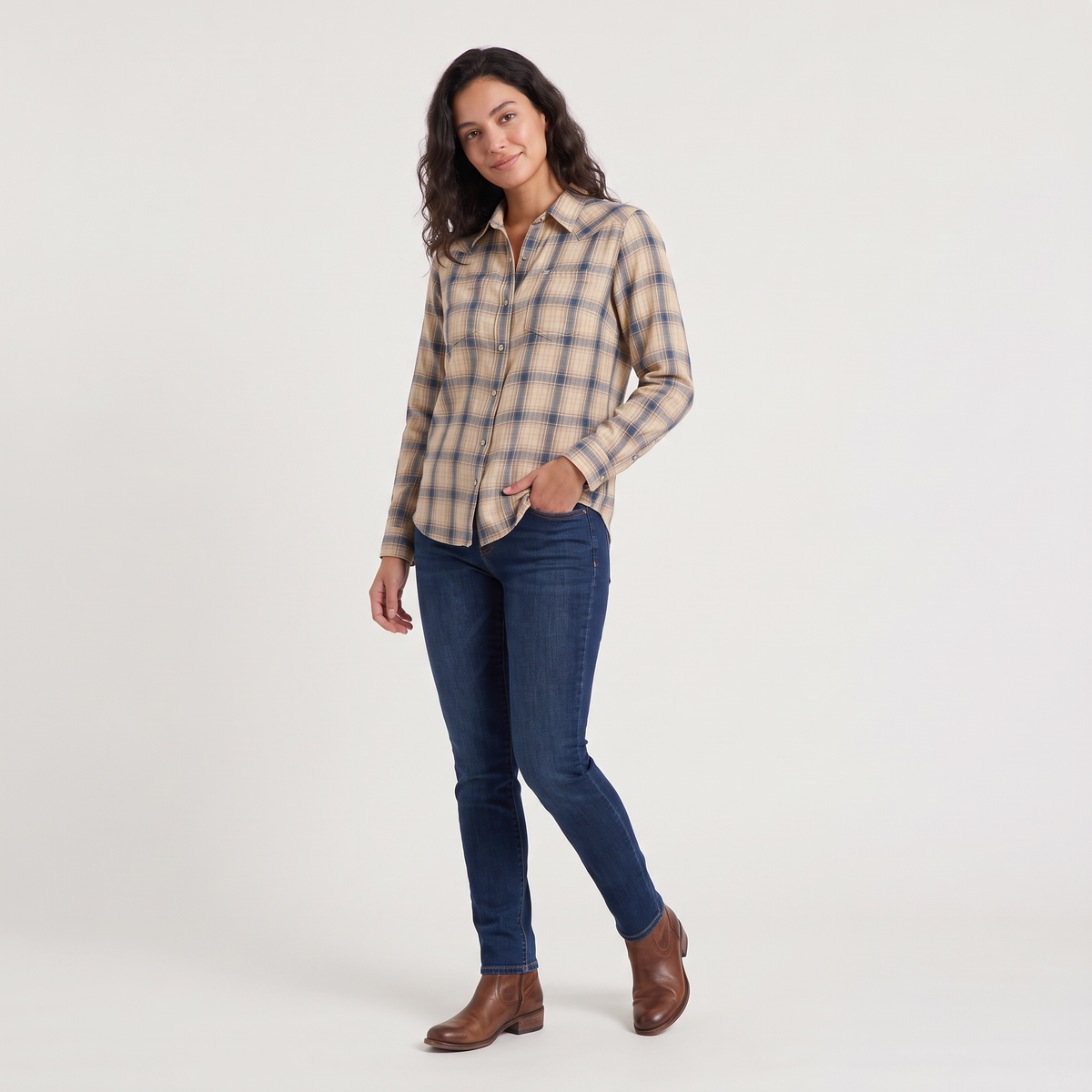 Women's Western Check Long-Sleeve Shirt