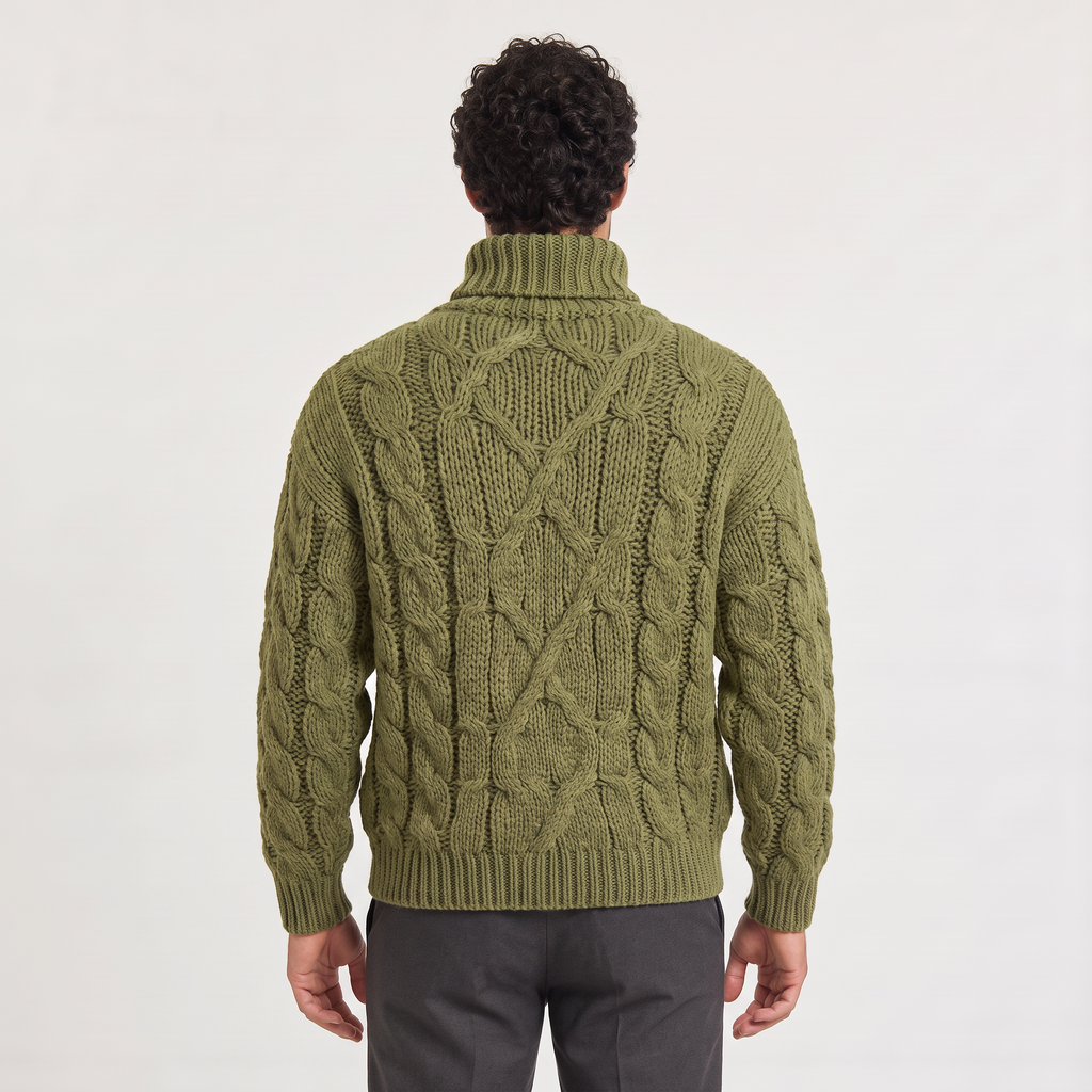 Men's Chunky Cable Knit Roll Neck Winter Jumper