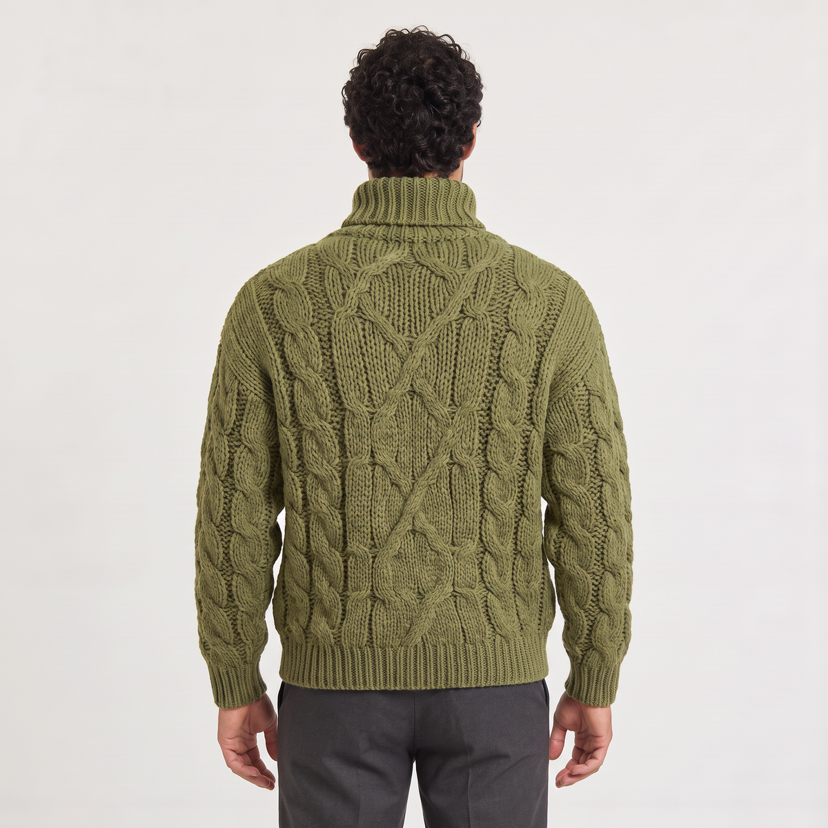 Men's Chunky Cable Knit Roll Neck Winter Jumper
