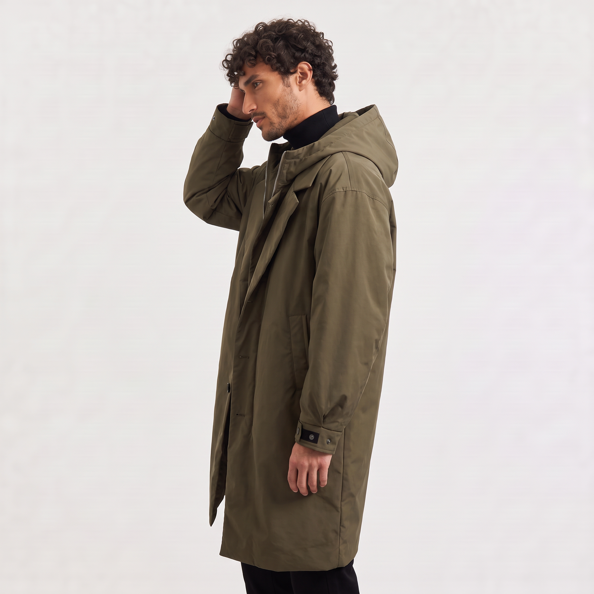 Men's Hooded Longline Waterproof Trench Coat