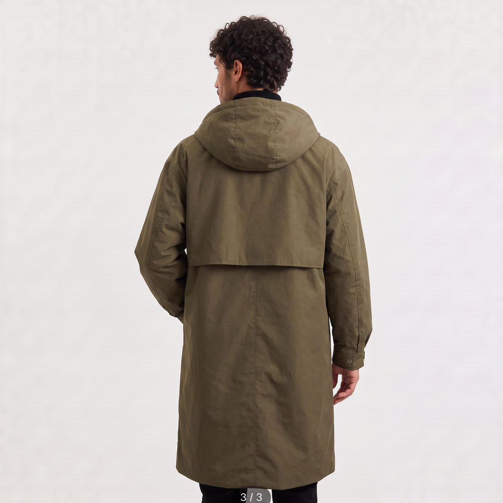 Men's Hooded Longline Waterproof Trench Coat