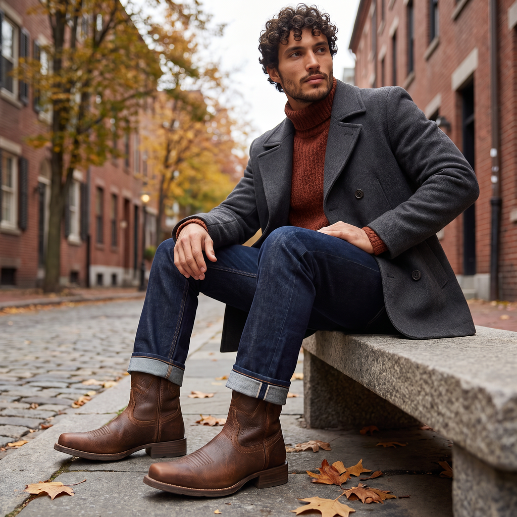 Men's Distressed Western Pull-On Boots