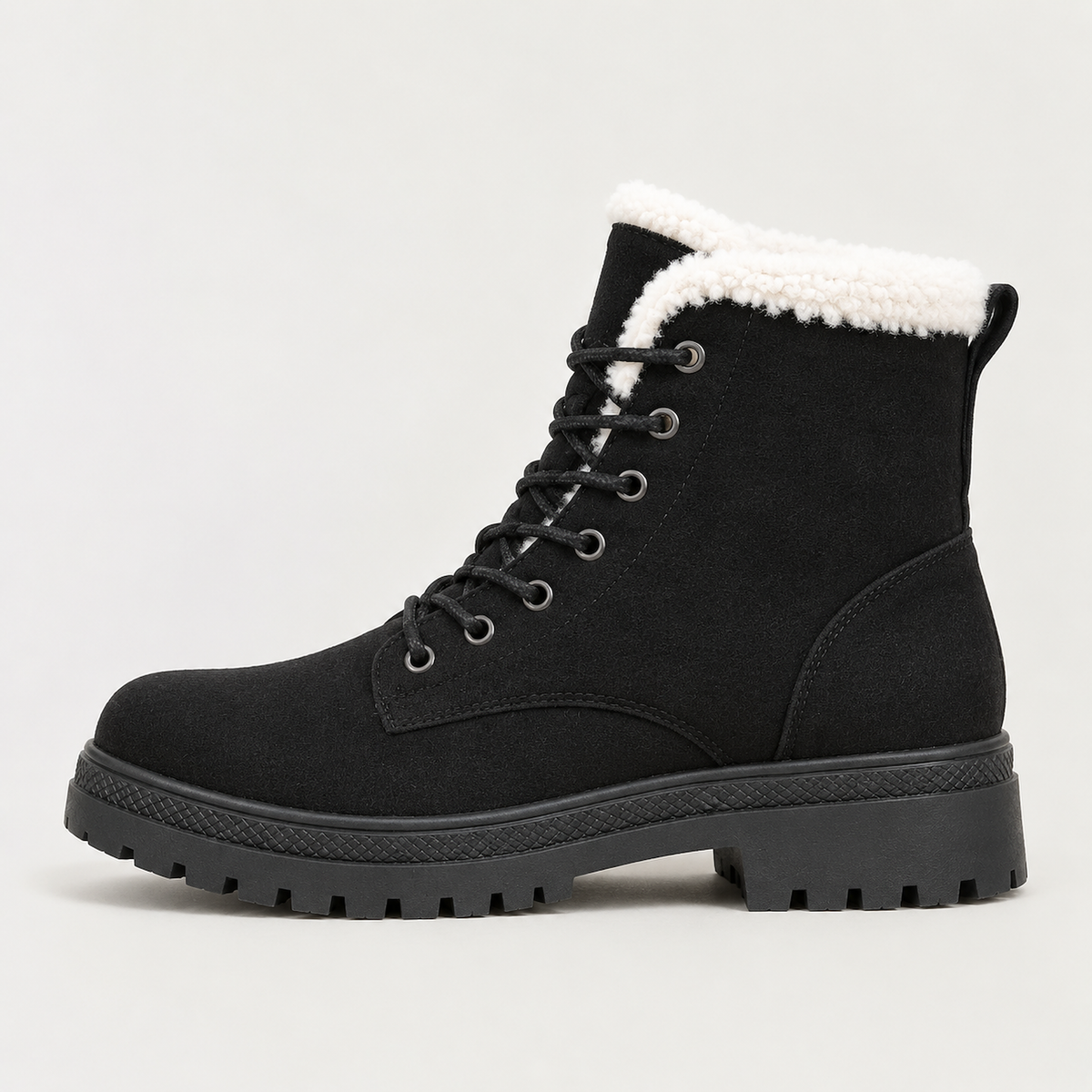 Women's Faux Fur Lined Lace-Up Ankle Boots