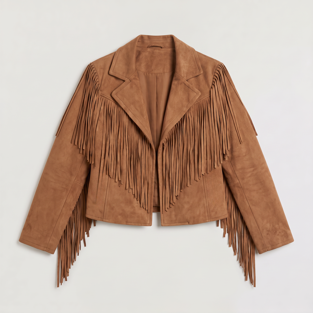 Women's Cropped Faux Suede Fringe Jacket