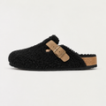 Women's Buckle Strap Wool-Effect Clogs
